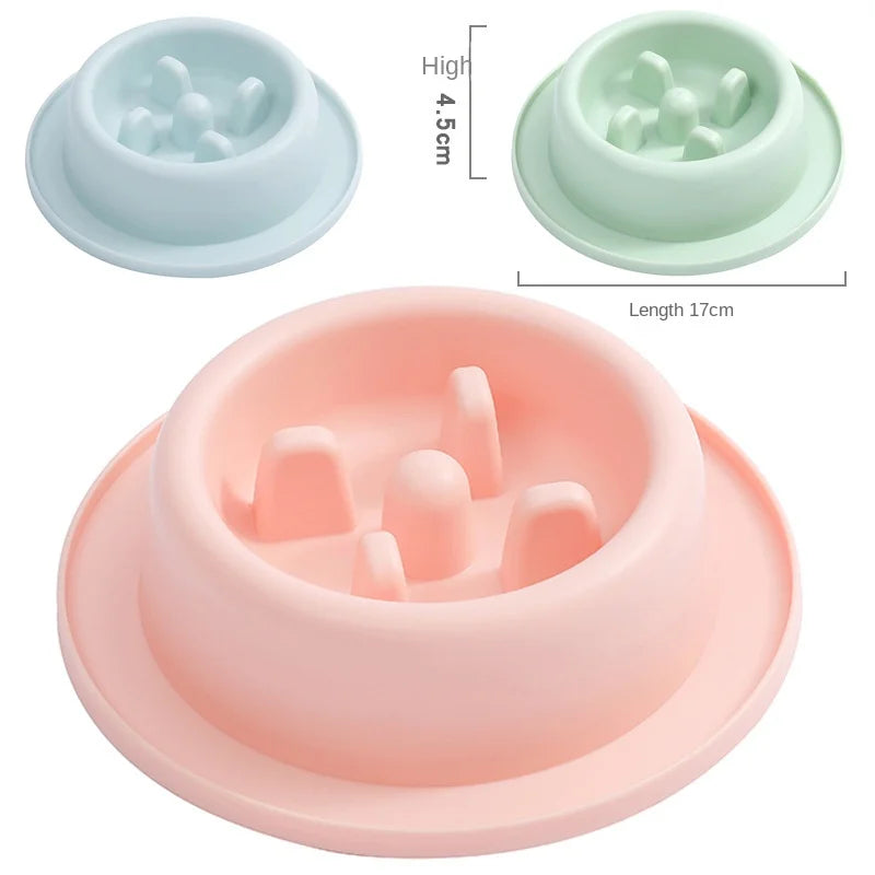 Pet Cat Dog Slow Food Bowl Fat Help Healthy round Anti-Choking Thickened and Non-Slip Multiple Colors Shapes